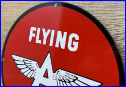 Vintage Flying A Gasoline Porcelain Sign Motor Oil Gas Station Pump Plate Servie