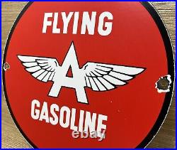 Vintage Flying A Gasoline Porcelain Sign Motor Oil Gas Station Pump Plate Servie