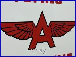 Vintage Flying A Gasoline Porcelain Sign Motor Oil Gas Station Pump Plate Servie