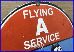 Vintage Flying A Gasoline Porcelain Sign Motor Oil Gas Station Pump Plate Servie