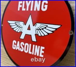 Vintage Flying A Gasoline Porcelain Sign Motor Oil Gas Station Pump Plate Servie