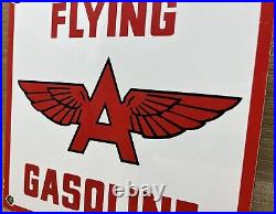 Vintage Flying A Gasoline Porcelain Sign Motor Oil Gas Station Pump Plate Servie