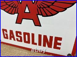 Vintage Flying A Gasoline Porcelain Sign Motor Oil Gas Station Pump Plate Servie