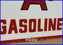 Vintage Flying A Gasoline Porcelain Sign Motor Oil Gas Station Pump Plate Servie