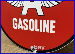 Vintage Flying A Gasoline Porcelain Sign Motor Oil Gas Station Pump Plate Servie