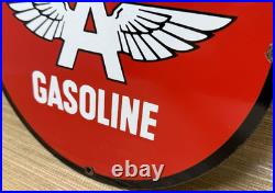 Vintage Flying A Gasoline Porcelain Sign Motor Oil Gas Station Pump Plate Servie