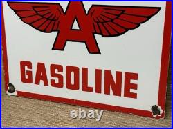 Vintage Flying A Gasoline Porcelain Sign Motor Oil Gas Station Pump Plate Servie