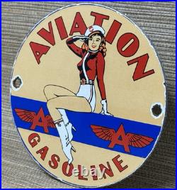 Vintage Flying A Gasoline Porcelain Sign Motor Oil Gas Station Pump Plate Servie