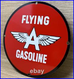 Vintage Flying A Gasoline Porcelain Sign Motor Oil Gas Station Pump Plate Servie