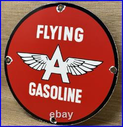 Vintage Flying A Gasoline Porcelain Sign Motor Oil Gas Station Pump Plate Servie