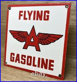 Vintage Flying A Gasoline Porcelain Sign Motor Oil Gas Station Pump Plate Servie