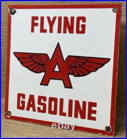 Vintage Flying A Gasoline Porcelain Sign Motor Oil Gas Station Pump Plate Servie