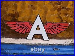 Vintage Flying A Porcelain Sign Motor Oil Gas Station Service Garage Die-cut