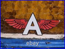 Vintage Flying A Porcelain Sign Motor Oil Gas Station Service Garage Die-cut