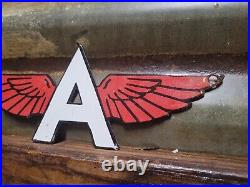 Vintage Flying A Porcelain Sign Motor Oil Gas Station Service Garage Die-cut