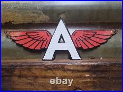 Vintage Flying A Porcelain Sign Motor Oil Gas Station Service Garage Die-cut