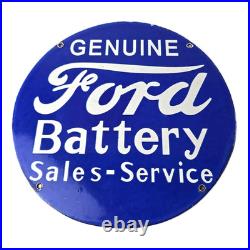 Vintage Ford Battery Sign Gas Motor Oil Pump Automotive Service Porcelain Sign