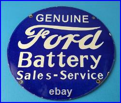 Vintage Ford Battery Sign Gas Motor Oil Pump Automotive Service Porcelain Sign