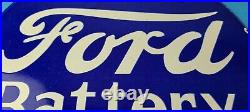 Vintage Ford Battery Sign Gas Motor Oil Pump Automotive Service Porcelain Sign