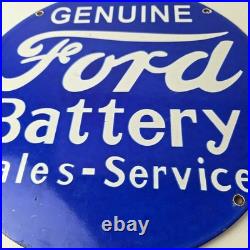 Vintage Ford Battery Sign Gas Motor Oil Pump Automotive Service Porcelain Sign