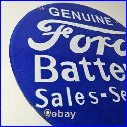 Vintage Ford Battery Sign Gas Motor Oil Pump Automotive Service Porcelain Sign
