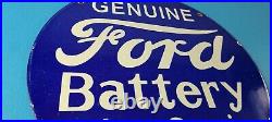 Vintage Ford Battery Sign Gas Motor Oil Pump Automotive Service Porcelain Sign