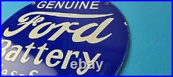 Vintage Ford Battery Sign Gas Motor Oil Pump Automotive Service Porcelain Sign