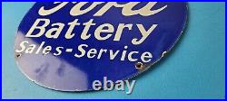 Vintage Ford Battery Sign Gas Motor Oil Pump Automotive Service Porcelain Sign