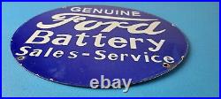 Vintage Ford Battery Sign Gas Motor Oil Pump Automotive Service Porcelain Sign