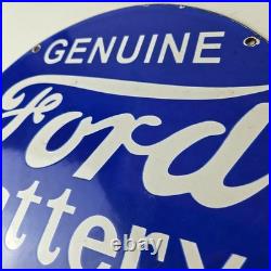 Vintage Ford Battery Sign Gas Motor Oil Pump Automotive Service Porcelain Sign