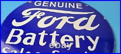 Vintage Ford Battery Sign Gas Motor Oil Pump Automotive Service Porcelain Sign