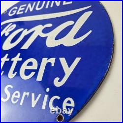 Vintage Ford Battery Sign Gas Motor Oil Pump Automotive Service Porcelain Sign