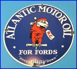 Vintage Ford Motor Co Porcelain Atlantic Gasoline Motor Oil Service Pump Sign