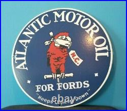 Vintage Ford Motor Co Porcelain Atlantic Gasoline Parrot Motor Oil Service Sign
