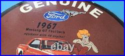 Vintage Ford Motor Porcelain Mustang Fastback Gas Automobile Service Pump Sign