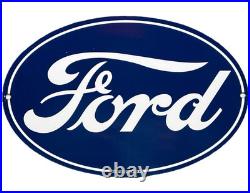 Vintage Ford Motors Porcelain Sign Gas Station Pump Plate Dealership Chevrolet