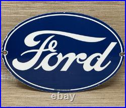 Vintage Ford Motors Porcelain Sign Gas Station Pump Plate Dealership Chevrolet