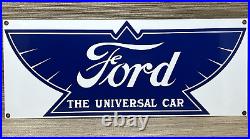 Vintage Ford Motors Porcelain Sign Gas Station Pump Plate Dealership Chevrolet