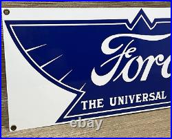 Vintage Ford Motors Porcelain Sign Gas Station Pump Plate Dealership Chevrolet