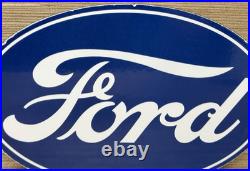 Vintage Ford Motors Porcelain Sign Gas Station Pump Plate Dealership Chevrolet
