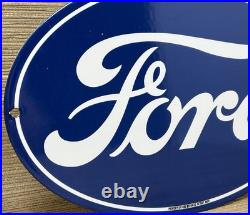 Vintage Ford Motors Porcelain Sign Gas Station Pump Plate Dealership Chevrolet