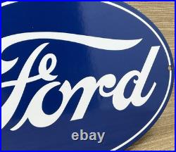 Vintage Ford Motors Porcelain Sign Gas Station Pump Plate Dealership Chevrolet