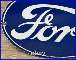 Vintage Ford Motors Porcelain Sign Gas Station Pump Plate Dealership Chevrolet