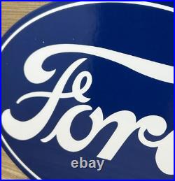 Vintage Ford Motors Porcelain Sign Gas Station Pump Plate Dealership Chevrolet