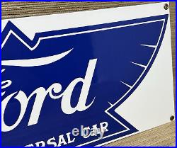 Vintage Ford Motors Porcelain Sign Gas Station Pump Plate Dealership Chevrolet