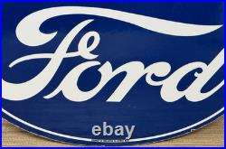 Vintage Ford Motors Porcelain Sign Gas Station Pump Plate Dealership Chevrolet