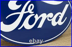 Vintage Ford Motors Porcelain Sign Gas Station Pump Plate Dealership Chevrolet