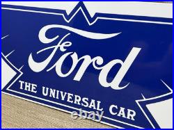 Vintage Ford Motors Porcelain Sign Gas Station Pump Plate Dealership Chevrolet