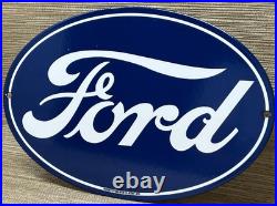 Vintage Ford Motors Porcelain Sign Gas Station Pump Plate Dealership Chevrolet