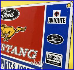 Vintage Ford Mustang Porcelain Sign, Dealership, Motor Oil, Gasoline, Route 66